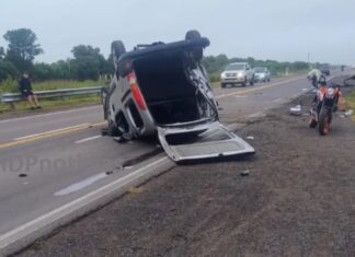 Ruta 11: espectacular vuelco en el acceso a Resistencia