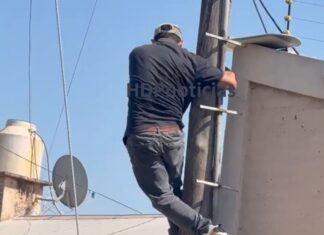 Ladrón especializado: construyó una escalera para robar farolas de alumbrado público
