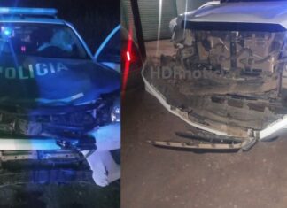 En menos de 3 cuadras: 2 patrulleros perseguían a 2 motochorros y chocaron a 3 motociclistas