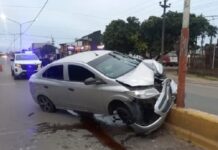 Estrelló su Prisma contra una columna de almbrado en la Castelli: Se me fue, dijo