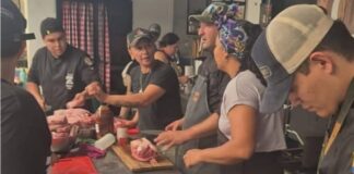 Saenzpeñenses en Colombia: campeones del asado y el locro cocinan para afectados por el terremoto